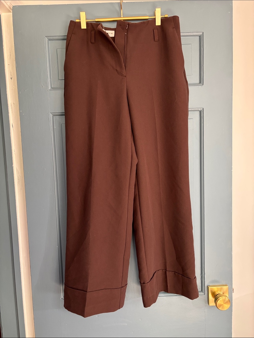 Zara Wide-Leg Brown High-Rise Trousers